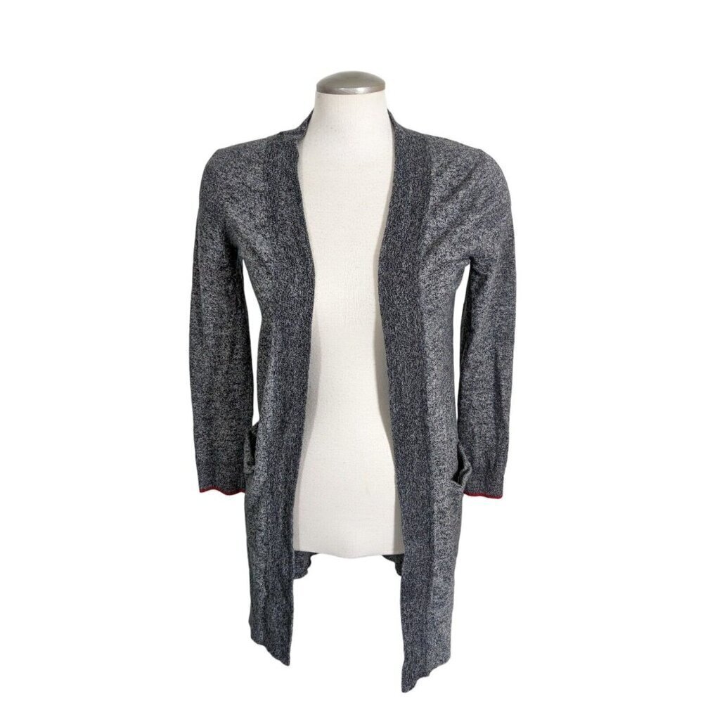 Roots Cabin Longline Cardigan Sweater Womens XS Gray Open Front Cozy Warm Soft